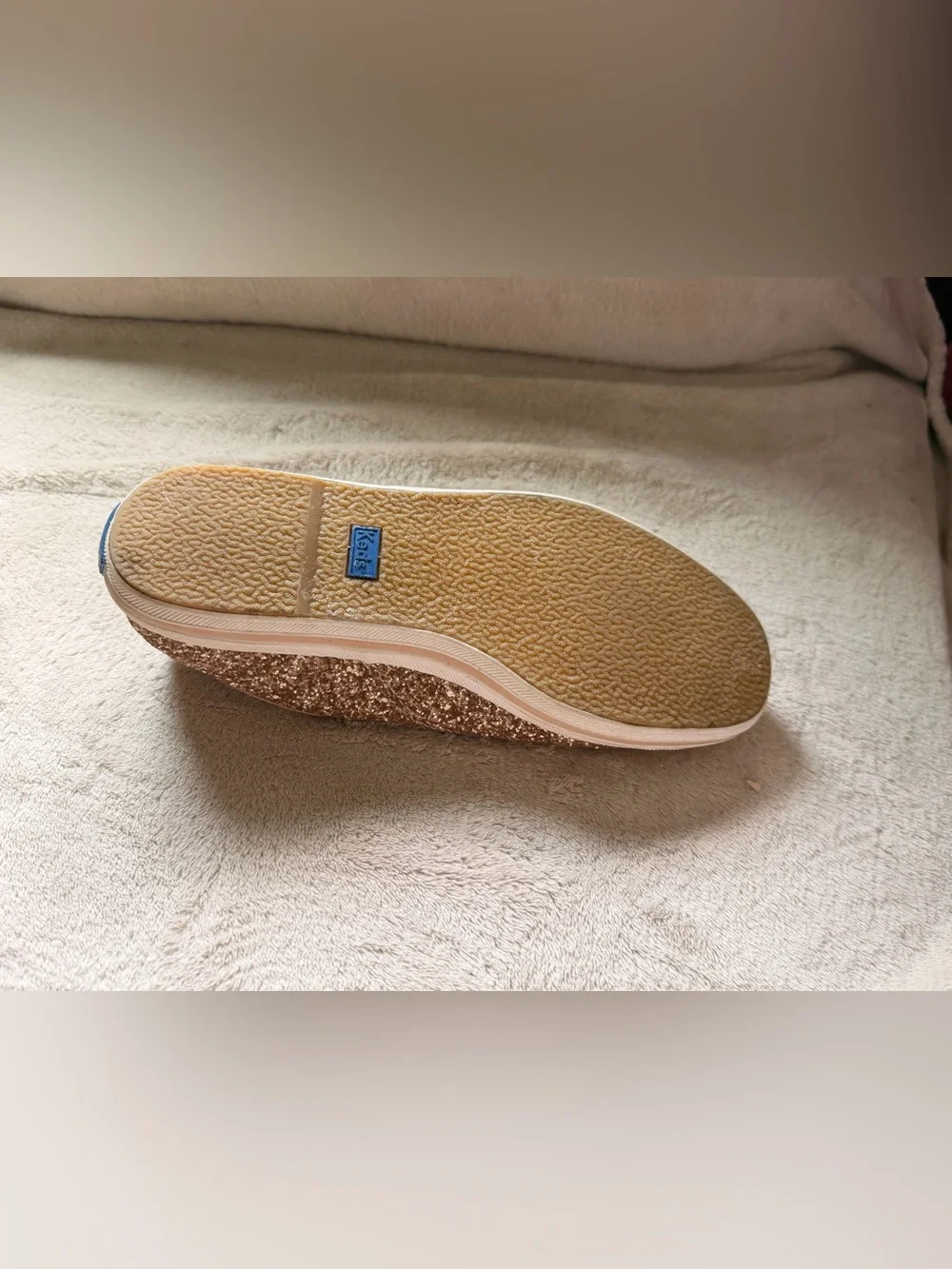 kate spade Keds  Rose Gold Glitter Espadrille Sneakers with Pink Ribbon